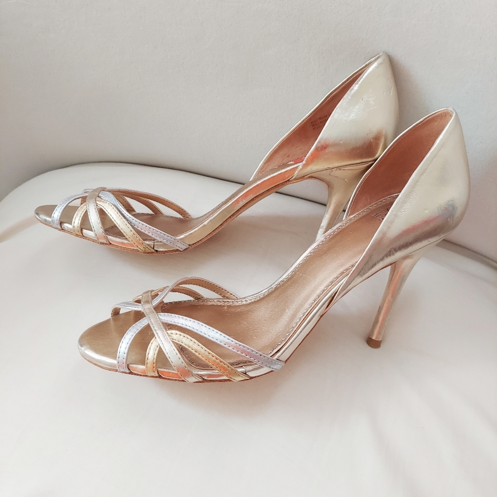 Badgley Mischka " Belle" Open Toe Metallic  Heels
